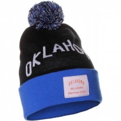 Skullies & Beanies Unisex USA Fashion Arch Cities Pom Pom Knit Hat Cap Beanie - Oklahoma Black Blue - CW12NH90J28 $11.89