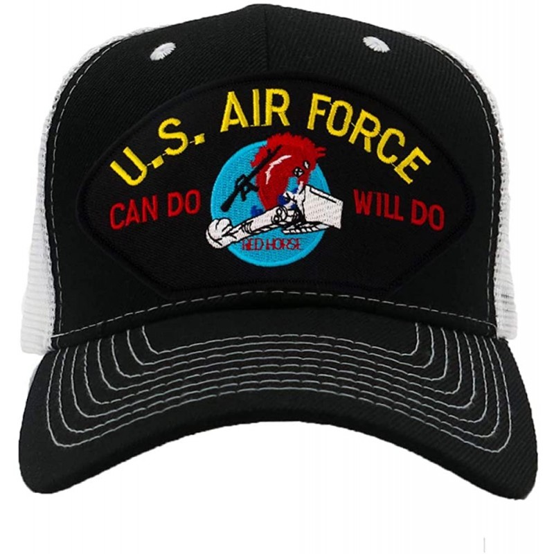 Baseball Caps US Air Force Red Horse - Charging Charlie Hat/Ballcap Adjustable One Size Fits Most - Mesh-back Black & White -...