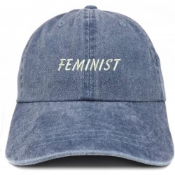 Baseball Caps Feminist Embroidered Washed Cotton Adjustable Cap - Navy - CA12IFNRBPH $36.41