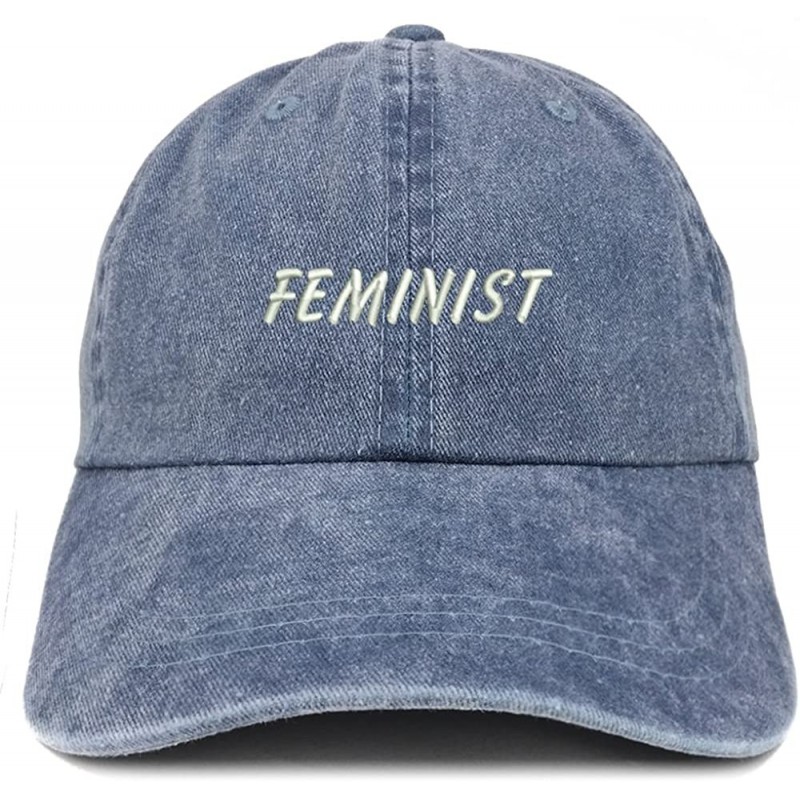 Baseball Caps Feminist Embroidered Washed Cotton Adjustable Cap - Navy - CA12IFNRBPH $25.17