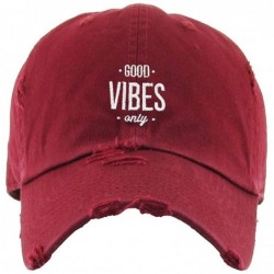 Baseball Caps Good Vibes Only Vintage Baseball Cap Embroidered Cotton Adjustable Distressed Dad Hat - Maroon - C118AILWK40 $2...