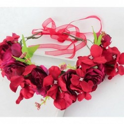 Headbands Boho Flower Crown Hair Wreath Floral Garland Headband Halo Headpiece with Ribbon Wedding Festival Party - 27 - CG12...