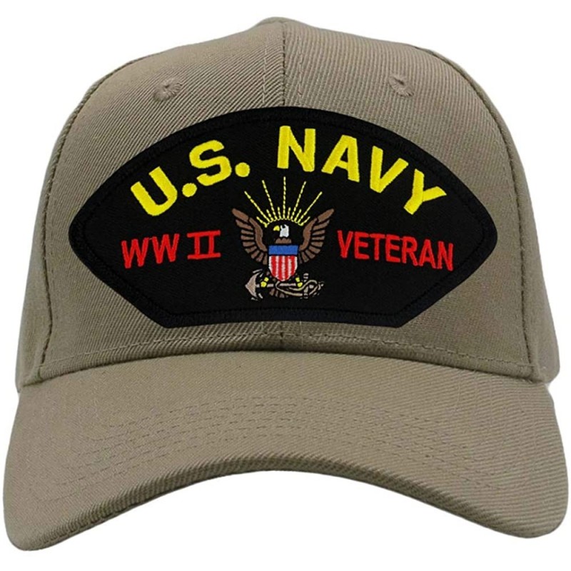 Baseball Caps US Navy- World War II Veteran Hat/Ballcap Adjustable One Size Fits Most - Tan/Khaki - CF18HWR0MQ3 $32.00
