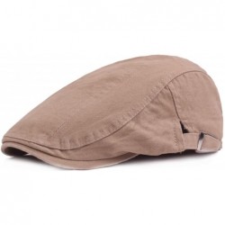 Newsboy Caps Men's Linen Duckbill Ivy Newsboy Hat Scally Flat Cap - Khaki2 - CL18I50U9HL $33.90