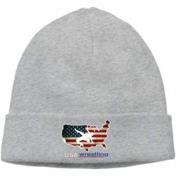 Skullies & Beanies Fashion Woolen Cap for Mens and Womens- USA Wrestling Beanie Hat - Gray - C618NHQM7AS $25.36