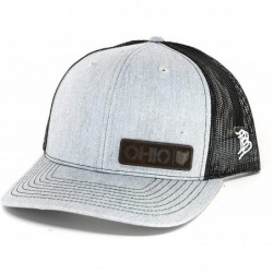 Baseball Caps 'Midnight Ohio Native' Black Leather Patch Hat Curved Trucker - Heather/Black - CF18IGQ9TKW $77.36