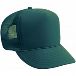 Baseball Caps Polyester Foam Front Solid Color Five Panel High Crown Golf Style Mesh Back Cap - Darkgreen - CN11TOP0905 $20.32