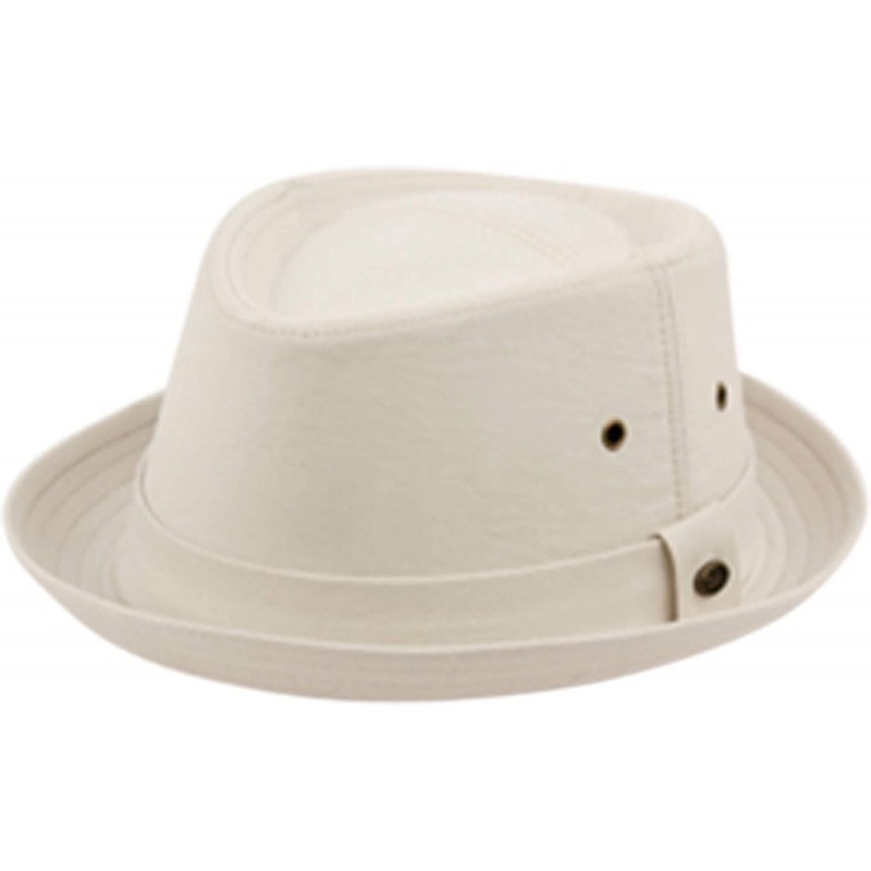 Fedoras Men's Everyday Cotton All Season Porkpie Boater Derby Fedora Sun Hat - F2697off White - C719997965D $35.40