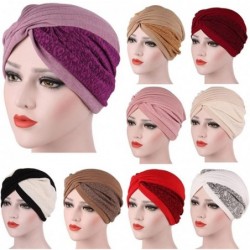 Skullies & Beanies New Women Turban Beanie Hat Bonnet Chemo Cap Muslim Scarf Hijab Lslamic Turbante - Beige - CU185K2MGG2 $12.11