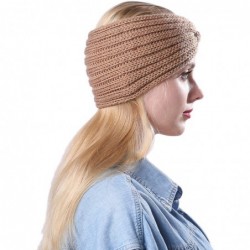 Headbands Women Knitted Twist Headband Turban Hair Band Head Wrap Headwear - Khaki - CV18LSTLSSS $13.92