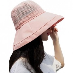 Bucket Hats Women Wide Brim Sun Hats Foldable UPF 50+ Sun Protective Bucket Hat - Reticulated-pink - CQ18ST4NROC $17.44