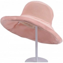 Bucket Hats Women Wide Brim Sun Hats Foldable UPF 50+ Sun Protective Bucket Hat - Reticulated-pink - CQ18ST4NROC $17.44