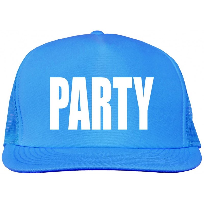 Baseball Caps Party Bright neon Truckers mesh snap Back hat - Neon Blue - C111MJC3H59 $35.01
