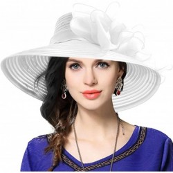 Sun Hats Women's Dressy Church Baptism Wedding Derby Hat - White1 - CB196T7GQAQ $57.70