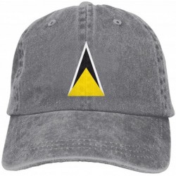 Skullies & Beanies Saint Lucia's Flag Denim Baseball Caps Hat Adjustable Cotton Sport Strap Cap for Men Women - Ash - CA18CHW...