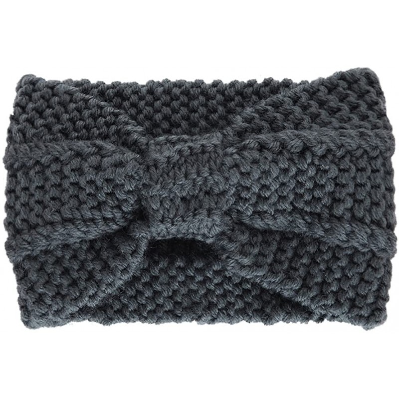 Cold Weather Headbands Women Girls Knit Crochet Bow Headband Head Wrap Hat Ear Warmer - Grey - C612O6MZRLF $15.23