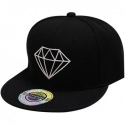 Baseball Caps Solid Diamond Snapback Cap - Black - CV11Y7E79C9 $18.05