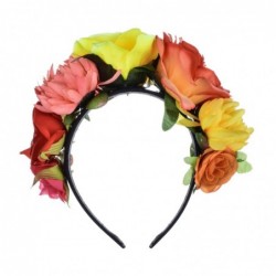 Headbands Day of the Dead Flower Crown Festival Headband Rose Mexican Floral Headpiece HC-23 (Yellow Orange) - C518GX3Y577 $2...