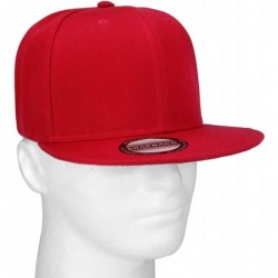 Baseball Caps Classic Snapback Hat Cap Hip Hop Style Flat Bill Blank Solid Color Adjustable Size - 1pc Red - CU18REWEKO4 $12.13