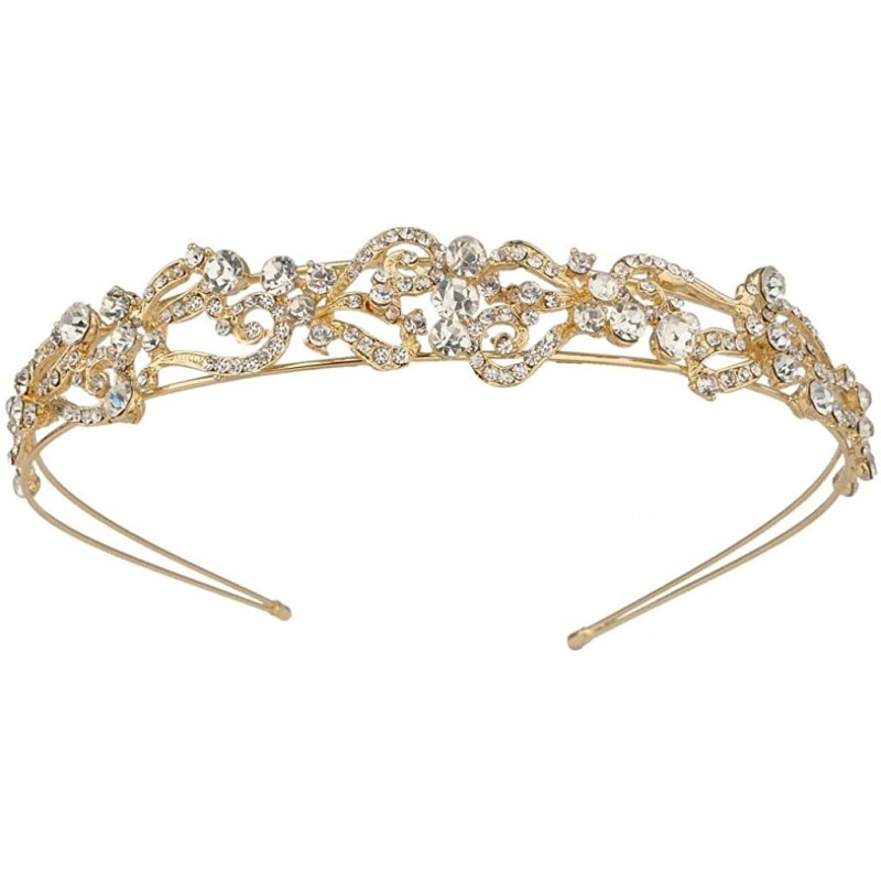 Headbands Austrian Crystal Wedding Flower Wave Love Heart Shape Bride Tiara Headband Clear - Ruby Color - CG11TG4XHBH $18.58