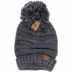Skullies & Beanies Pom Pom Oversized Baggy Slouchy Thick Winter Beanie Hat - Gray Mix - C418R4YUY6L $20.93