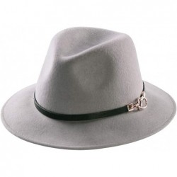 Fedoras Womens Fedora Hat 100% Wool Wide Brim Panama Felt Hats Winter Trilby Cap Church Party - A5-gray - CB18I9D3WAI $53.59