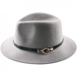 Fedoras Womens Fedora Hat 100% Wool Wide Brim Panama Felt Hats Winter Trilby Cap Church Party - A5-gray - CB18I9D3WAI $31.91
