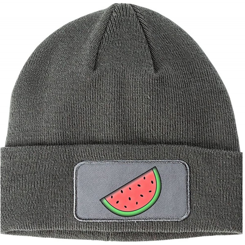 Skullies & Beanies Watermelon Emoji Meme Chest Winter Knit Beanie Hat - Grey - C412O1CNIR4 $27.77
