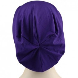 Skullies & Beanies Satin Lined Sleep Cap Slouchy Slap Hat — Soft Elastic Band- Stay All Night - Purple - CM18L82REG5 $18.65