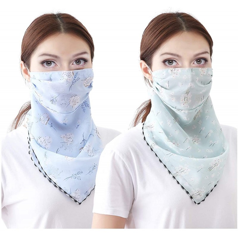 Balaclavas 2 or 4 Pack Women Sun Mask Face Scarf Chiffon Wrap Dust Shield Neck Gaiter UV Protection - Navyblue - CO18KOW0SZ9 ...