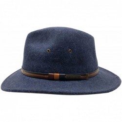 Fedoras One Fresh Hat Men's Crushable Safari Water Repellent Hat with Leather Band - Mix Blue - CW18QI3GYZ2 $63.76