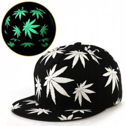 Baseball Caps Glow in Dark Marijuana Leaf Baseball Caps Cannabis Weed Hats Hemp Snapback Adjustable Black - CR1887GKLRG $15.69