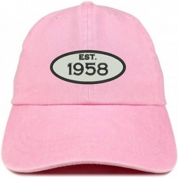 Baseball Caps Established 1958 Embroidered 62nd Birthday Gift Pigment Dyed Washed Cotton Cap - Pink - CE180NH6SGL $40.51