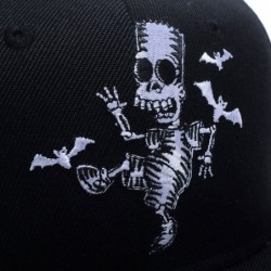 Baseball Caps Skull Skeleton Baseball Cap- Men Solid Flat Bill Adjustable Snapback Hats Unisex - Black - CN18228H82G $28.01