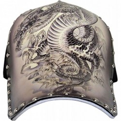 Baseball Caps Women/Mens Dragon Tattoo Adjustable Cap Punk Rock Rivet Hip Hop Baseball Hat Black - CF1897R8Y26 $36.13
