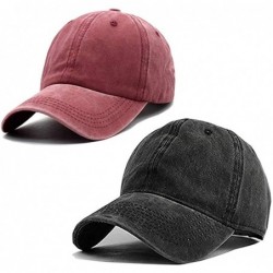 Baseball Caps Men Women Baseball Cap Vintage Cotton Washed Distressed Hats Twill Plain Adjustable Dad-Hat - Z-black/Burgundy ...