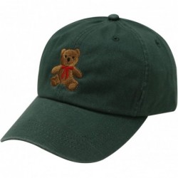 Baseball Caps Teddy Bear Cotton Baseball Cap - Hunter Green - CU12LC6Z1S3 $23.38