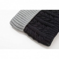 Skullies & Beanies Unisex Cozy Knit Beanie with Fuzzy Pom and Soft Stretch Scarf Set - Thin Mellow Pattern - Black/Cloud Gray...