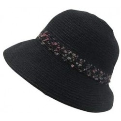 Bucket Hats Casual Cloche Hat with Speckled Knit Hatband- Wide Brim Warm Bucket Hat - Black - CZ18YAOL8OA $50.18