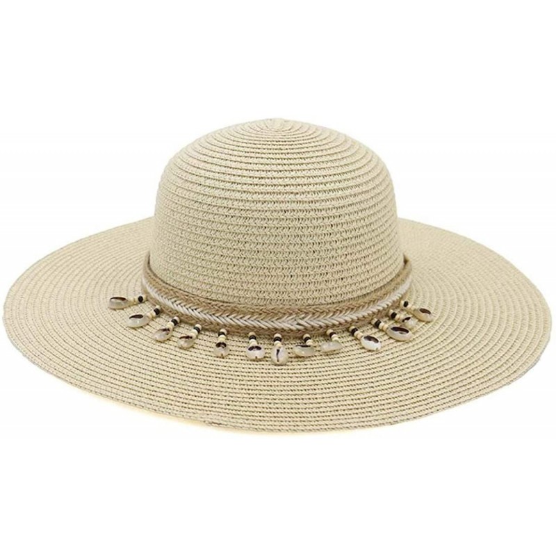 Sun Hats Womens Beach Straw Hat Wide Brim Summer UV Hat UPF 50+ Floppy Foldable Roll up Cap Sun Hat - Beige - CU194OIM3U7 $17.17
