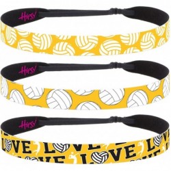 Headbands Cute Adjustable No Slip I Love Volleyball Headbands for Girls & Women - Volleyball Mixed Yellow 3pk - C8188EX83ZA $...