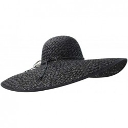 Sun Hats Wide Brim Straw Floppy Hat - Black - CN111Q68LR3 $34.69