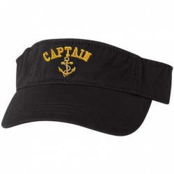 Visors Adult Captain with Anchor Embroidered Visor Dad Hat - Black - CG184IHHQHY $45.94