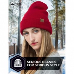 Skullies & Beanies Winter Beanie Knit Hats for Men & Women - Warm- Stretchy & Soft Daily Ribbed Toboggan Cap - Maroon - C412M...