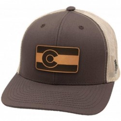 Baseball Caps 'The Colorado' Leather Patch Hat Curved Trucker - Brown/Tan - C018IGOWNWD $53.29