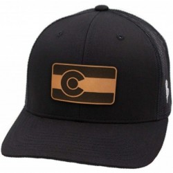 Baseball Caps 'The Colorado' Leather Patch Hat Curved Trucker - Brown/Tan - C018IGOWNWD $33.38
