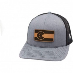Baseball Caps 'The Colorado' Leather Patch Hat Curved Trucker - Brown/Tan - C018IGOWNWD $33.38