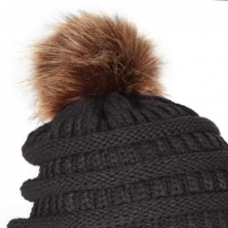 Skullies & Beanies Fashion Outdoor Winter Stretch Cable Knit Hat Bun Ponytail Beanie Cap - Black - CO18AOA8RG9 $13.60