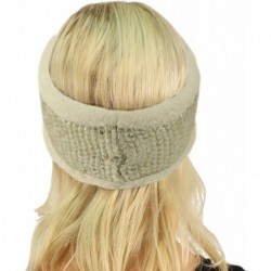 Cold Weather Headbands Winter Fuzzy Fleece Lined Thick Knitted Headband Headwrap Earwarmer - Metallic Ivory/Silver - C618IGIE...