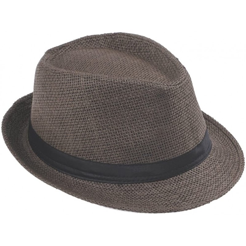 Sun Hats Womens Mens Summer Fedora Hat Caps - Coffee - CK11K2USGKL $14.72